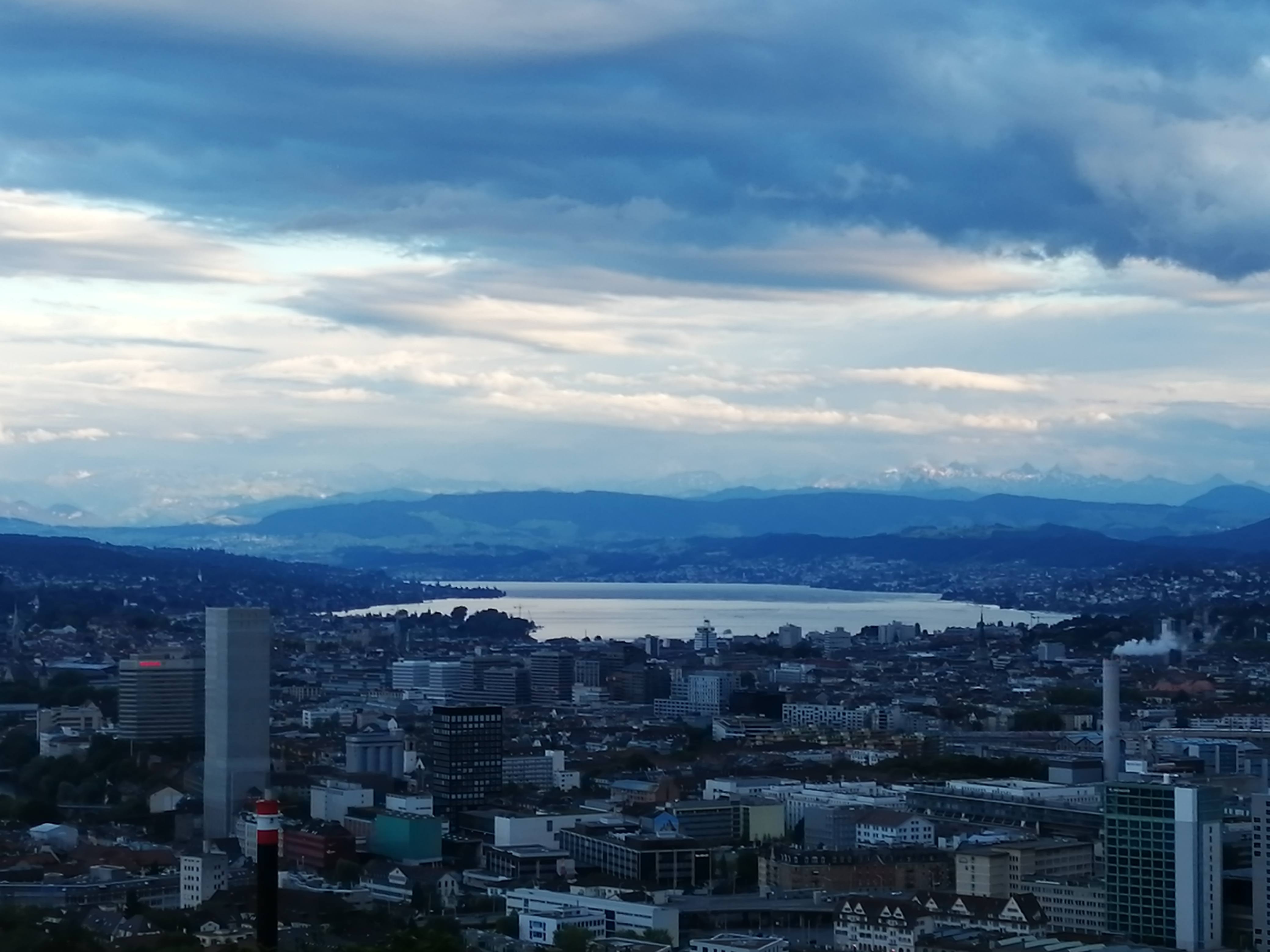 Panoramic view of Zurich City and Limmat River